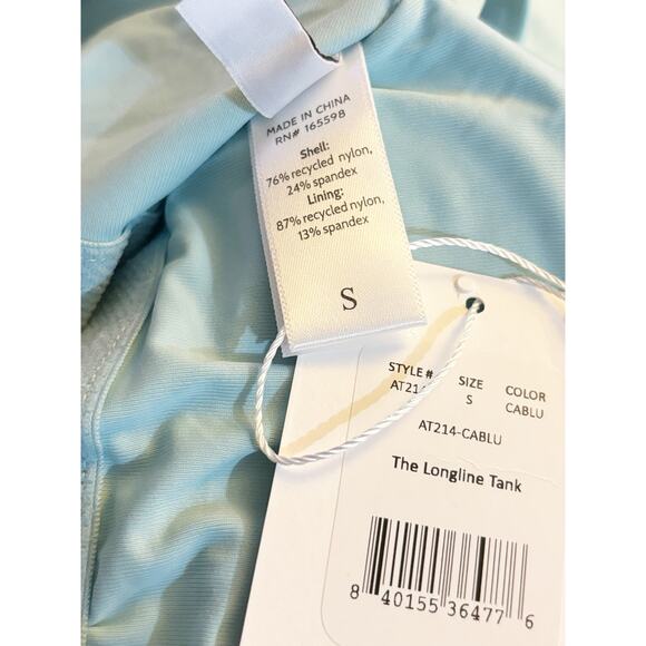 Andie NWT The Longline Bikini Tank Top Size S Blue Stretch Adjustable Straps - Picture 4 of 5